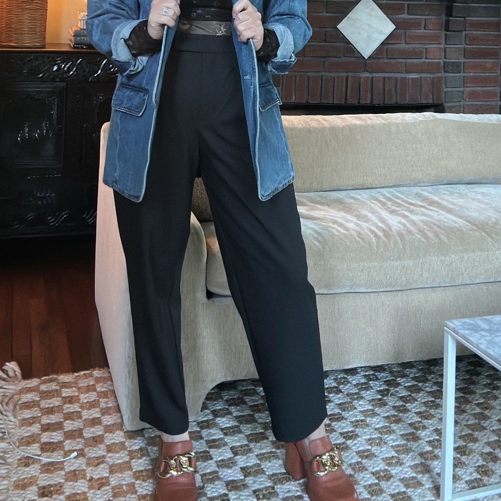 Zara Charcoal Pleat Front Slouchy Trousers Size S